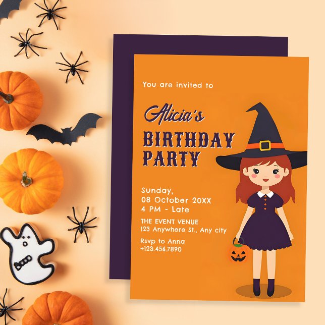 Invitación cumpleaños de chica de Halloween (Subido por el creador)