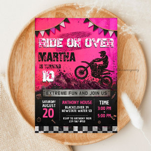 Invitación Cumpleaños de Chica de Motocross - Bicicleta de Ti