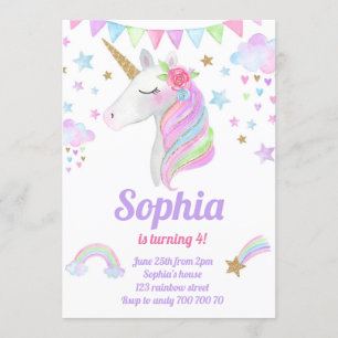 Invitación Cumpleaños de Chica de Purpurina de arcoiris con c
