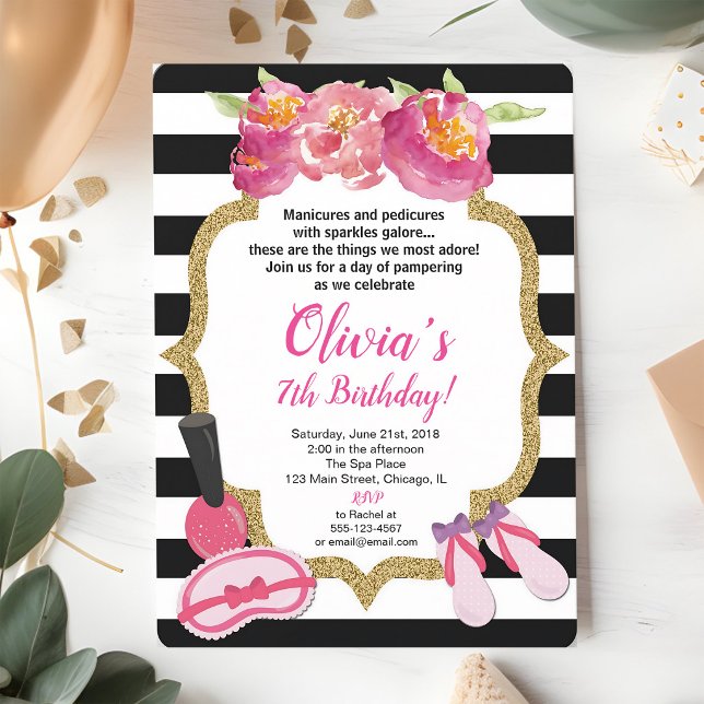 Invitación Cumpleaños de chica de spa y maquillaje (Subido por el creador)