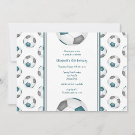 Invitación cumpleaños de chica gris verde azulado o fiesta de