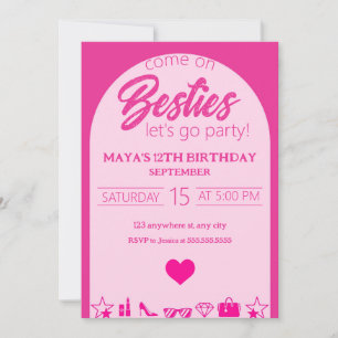 Invitación Cumpleaños de Chica Rosa, Fiesta de Abejas Rosa