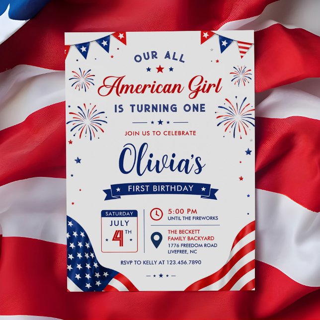 Invitación Cumpleaños de chica totalmente americana 4 de juli (Subido por el creador)