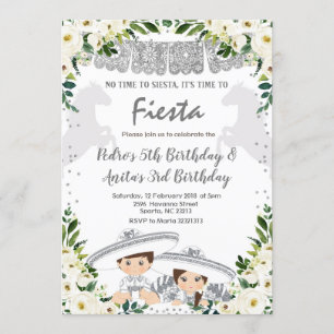 Invitación Cumpleaños de Chica y niño cariñoso Silver