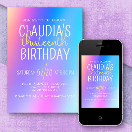 Invitación Cumpleaños de Chicas coloridos y modernos
