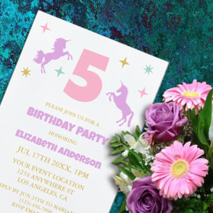 Invitación Cumpleaños de Chicas Unicornio Mágico
