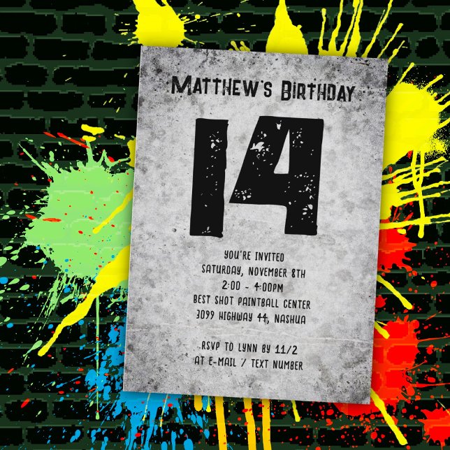 Invitación Cumpleaños de chicos adolescentes con estilo grung (Subido por el creador)