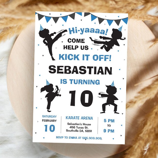 Invitación Cumpleaños de chicos de artes marciales de karate (Subido por el creador)