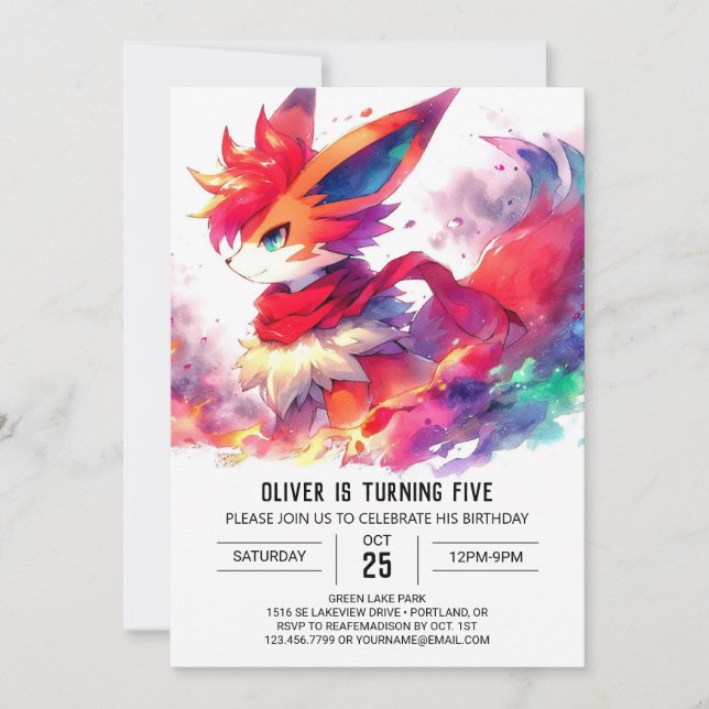 Invitación Cumpleaños de Children Fox (Anverso)