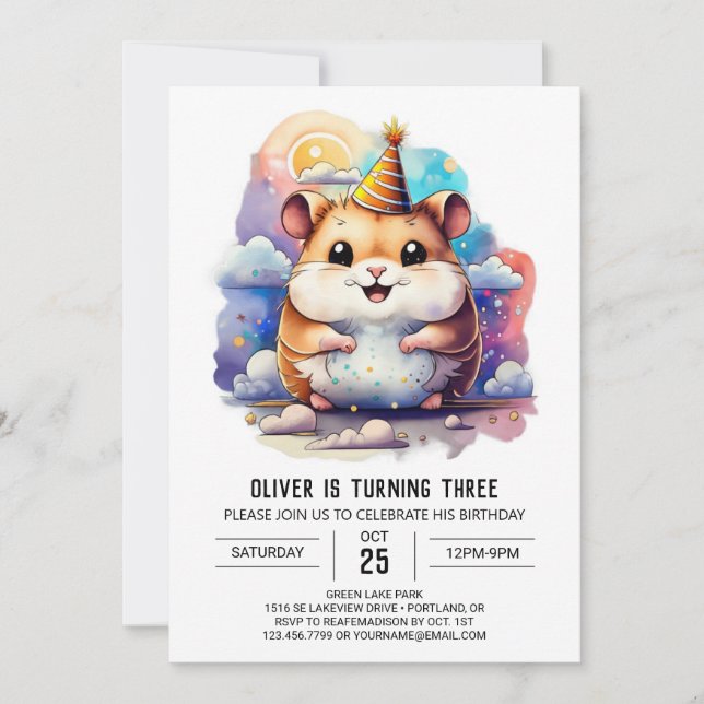 Invitación Cumpleaños de Children Hamster Funland (Anverso)