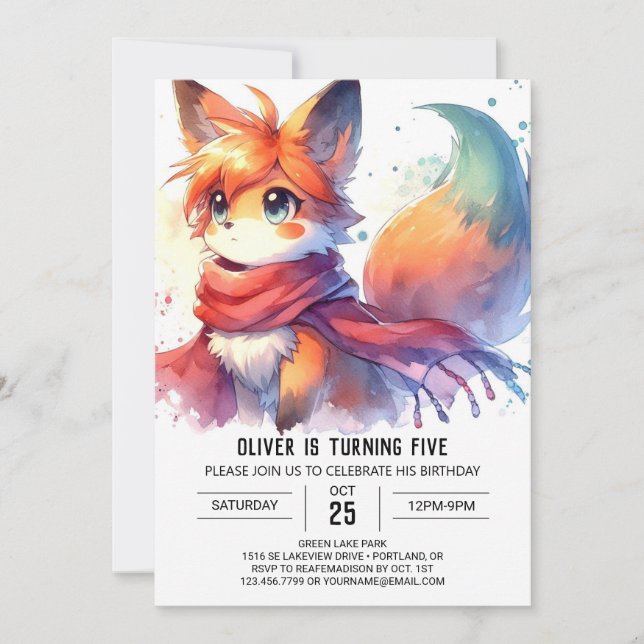 Invitación Cumpleaños de Children Woodland Fox (Anverso)