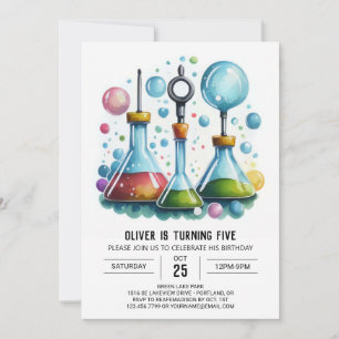 Invitación Cumpleaños de Científico de Fusión de Descubrimien