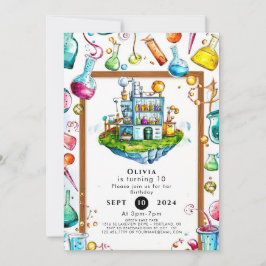 Invitación Cumpleaños de Científico Mágico Simple Editable