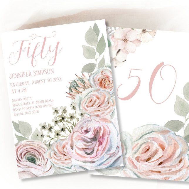 Invitación Cumpleaños de Cincuenta Flores (Subido por el creador)