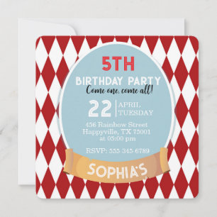 Invitación Cumpleaños de Circo Retro Vintage