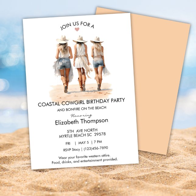 Invitación Cumpleaños de Coastal Cowgirls Beach (Subido por el creador)