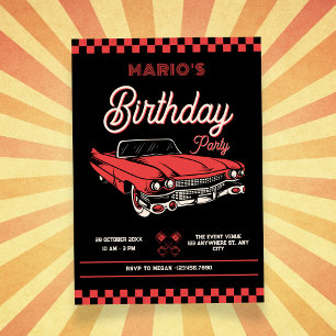 Invitación Cumpleaños de coche clásico vintage