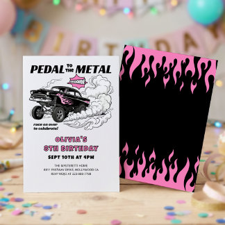 Invitación Cumpleaños de Coche de Carreras Clásico Hot Rod Ga