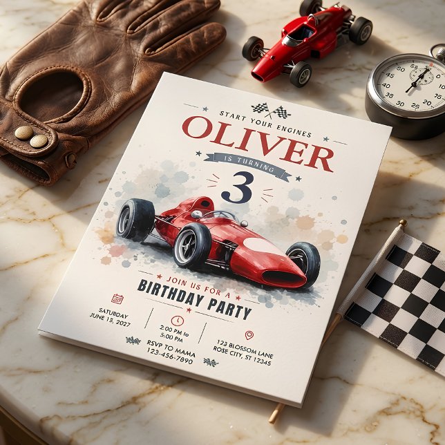 Invitación Cumpleaños de Coche de Carreras de Fórmula Roja Vi (Subido por el creador)