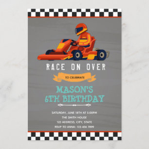 Invitación cumpleaños de coche de carreras de kart