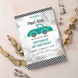 Invitación Cumpleaños de Coche de Carreras de Velocidad de Pi