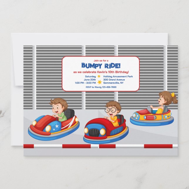 Invitación Cumpleaños de coches de choque (Anverso)