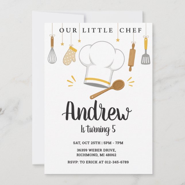 Invitación Cumpleaños de Cocina Personalizado (Anverso)