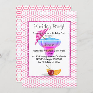 INVITACIÓN CUMPLEAÑOS DE COCKTAIL PINK PATROCINADO CON HAWAII