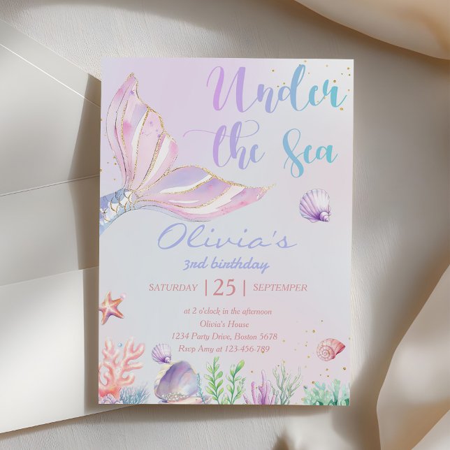Invitación Cumpleaños de cola de sirena bajo el mar (Subido por el creador)