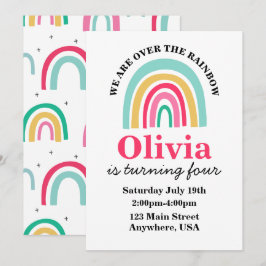 Invitación Cumpleaños de colores brillantes arcoíris