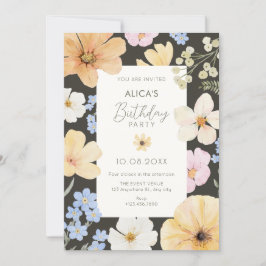 Invitación Cumpleaños de colores pastel florales