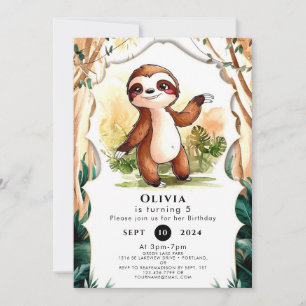 Invitación Cumpleaños de Colorful Kids Sloth