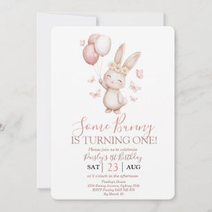 Invitación Cumpleaños de conejito con suave rubor