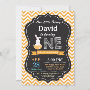 Invitación Cumpleaños de conejito huevo de Pascua 1er Primer