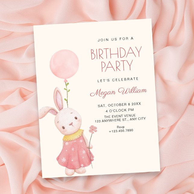 Invitación Cumpleaños de conejito lindo (Subido por el creador)