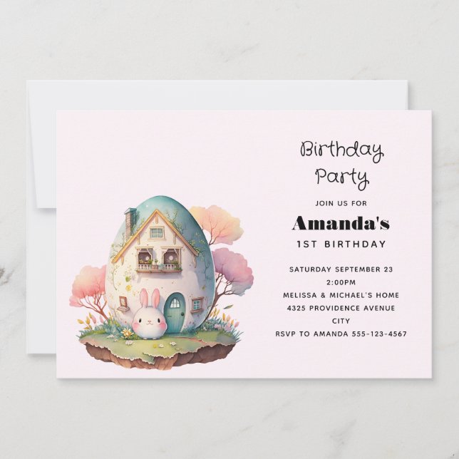 Invitación Cumpleaños de conejito lindo estilo japonés Kawaii (Anverso)
