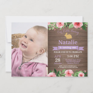 Invitación Cumpleaños de conejito niña huevo de Pascua 1er Pr