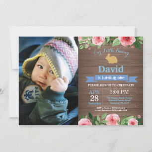 Invitación Cumpleaños de conejito niña huevo de Pascua primer