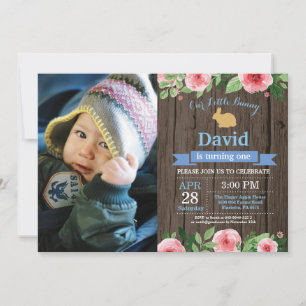 Invitación Cumpleaños de conejito niña Pascua 1er Primer Cump