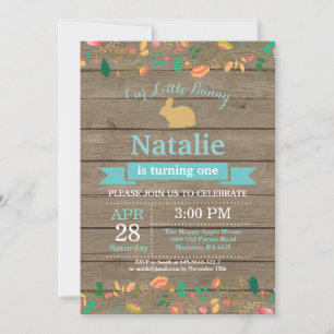 Invitación Cumpleaños de conejito niña Pascua Huevo 1er Prime