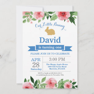 Invitación Cumpleaños de conejito, niño, huevo de Pascua, pri