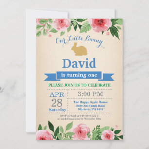 Invitación Cumpleaños de conejito, niño, huevo de Pascua, pri