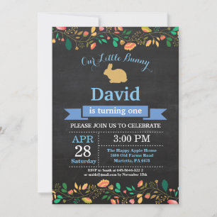 Invitación Cumpleaños de conejito, niño, huevo de Pascua, pri