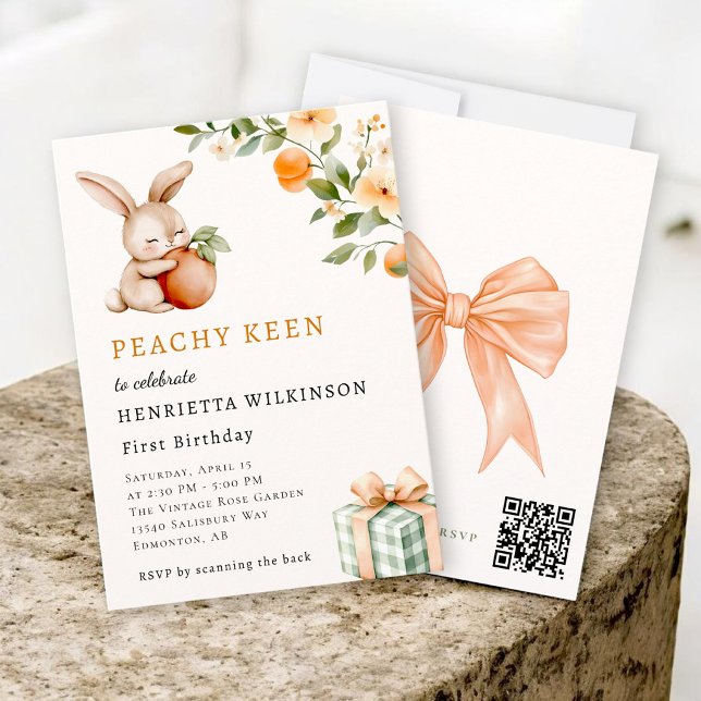Invitación Cumpleaños de Conejo Acuarela Peachy Keen (Subido por el creador)