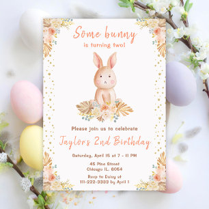 Invitación Cumpleaños de conejo floral Boho