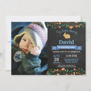 Invitación Cumpleaños de conejo, huevo de Pascua, primer cump