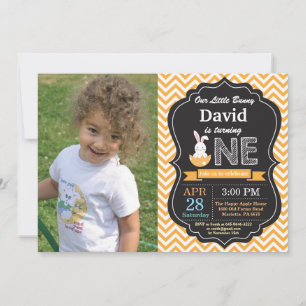 Invitación Cumpleaños de conejo niño Pascua Huevo 1er Primer 