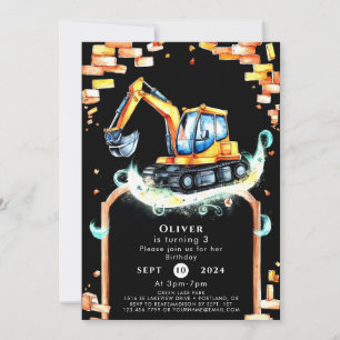 Invitación Cumpleaños de Construcción del Constructor Magico