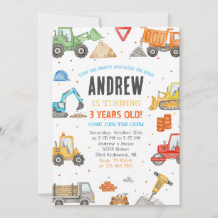 Invitación Cumpleaños de Construcción Moderna Personalizada