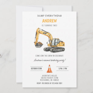Invitación Cumpleaños de Construcción Simple Moderna Personal